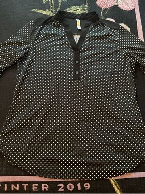PerSeption Concept Black Blouse with White Polka Dots